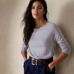 Banana Republic Sogno Merino Crew-Neck Sweater Heather Gray Size XS